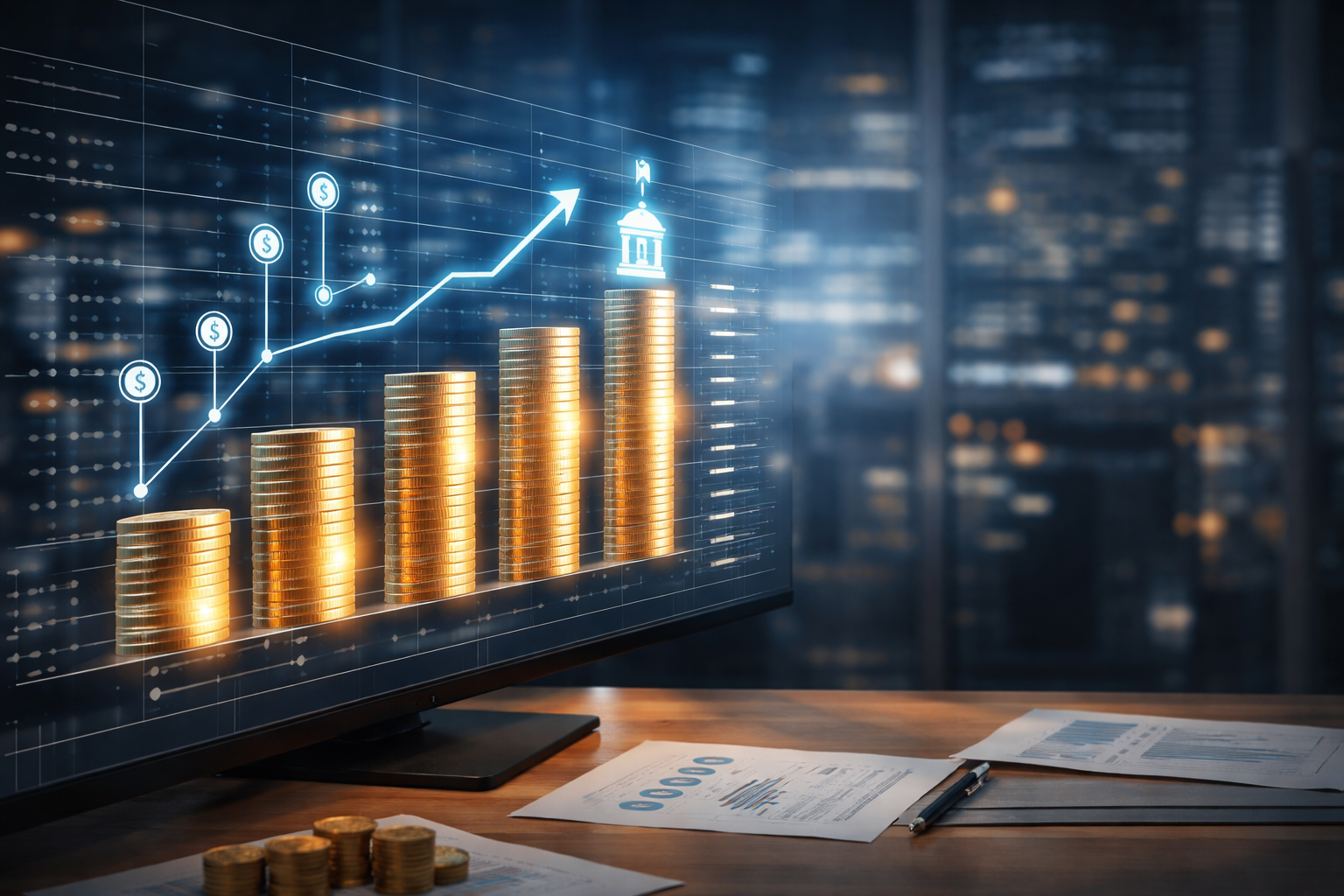 Business leaders reviewing financial structures and investment plans